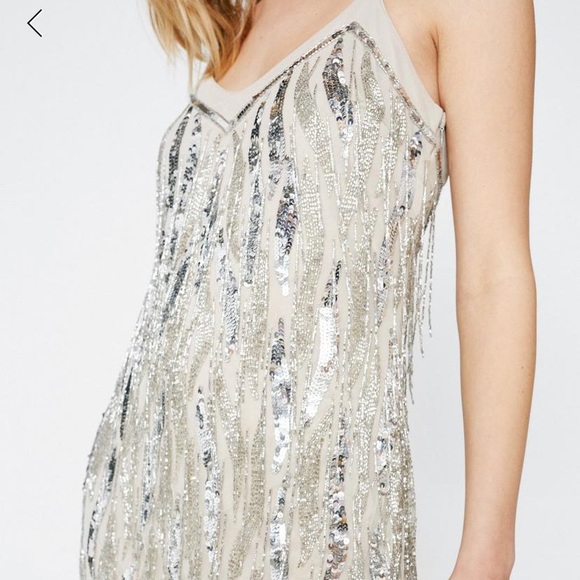 Beaded Tassel Slip Mini Dress NYE - Picture 4 of 9